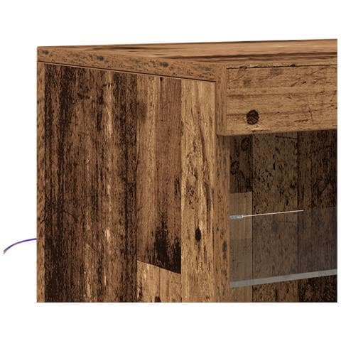 Credenza con luci LED Legno invecchiato 162x37x67 cm Legno ingegnerizzato - Foto 9