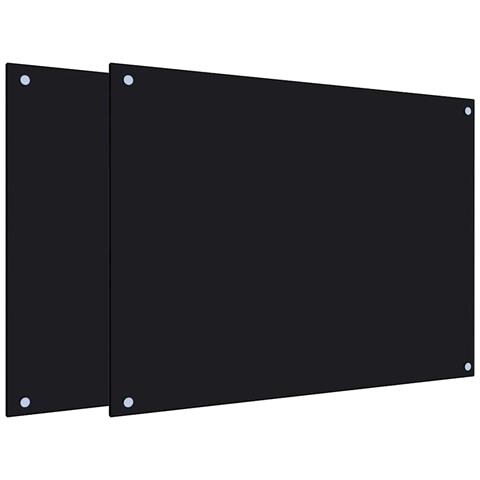 Paraschizzi per Cucina 2 pz Neri 80x60 cm in Vetro Temperato - Foto 1