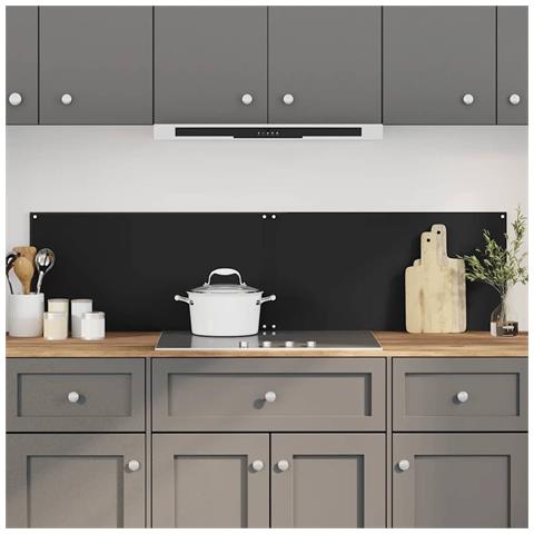 Paraschizzi per Cucina 2 pz Neri 80x60 cm in Vetro Temperato - Foto 2