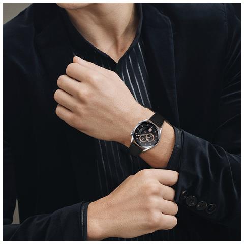 Cinturino In Pelle Vera Con Texture A Coccodrillo Compatibile Con Samsung S3 E Huawei Gt Series Smartwatch 22mm, Elegante E Resistente Black - Foto 5