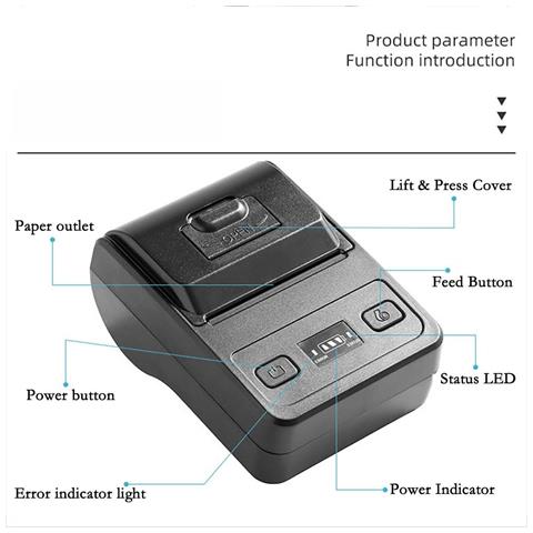 Stampante Termica Bluetooth Hd Standard Ue Da 58 Mm - Stampa Di Ricevute Compatta E Ad Alta Velocità Black - Foto 3