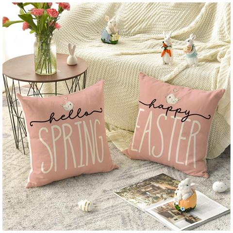 Set Di Federe Per Cuscini 4 Pezzi Pasqua Coniglietti Farfalle 45x45 Cm - Foto 5