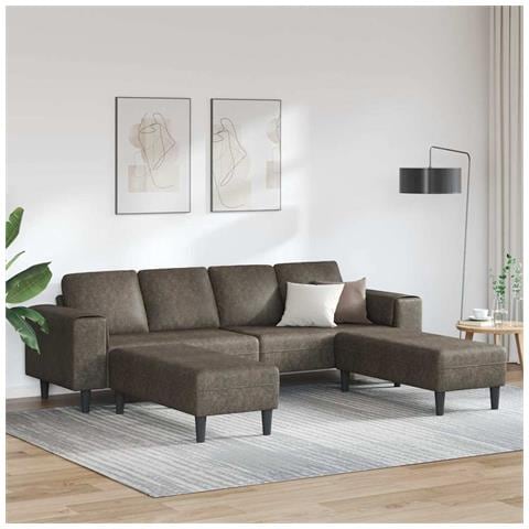 Set di divani 3 pcs Grigio scuro Pelle scamosciata sintetica - Foto 2