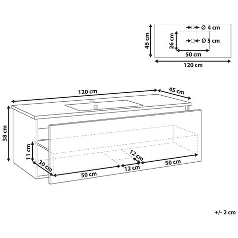 Mobiletto Con Lavabo Madidi 120 Cm Marrone - Foto 7