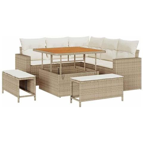 Set Divano da Giardino 8 pcs beige e panna 100 x 100 x 71 cm - Foto 1