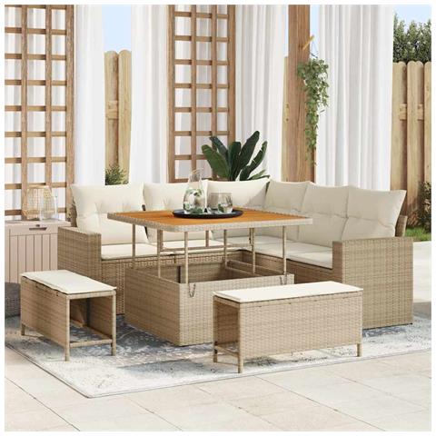 Set Divano da Giardino 8 pcs beige e panna 100 x 100 x 71 cm - Foto 2