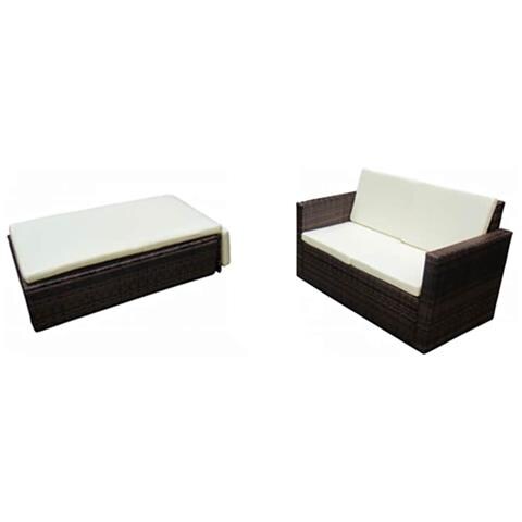 Set Divani da Giardino 2 pz con Cuscini in Polyrattan Marrone - Foto 2