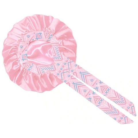 Cuffia Da Notte In Raso Con Stampa Floreale, Tesa Larga E Nastri - Bonnet Extra Large Pink - Foto 2