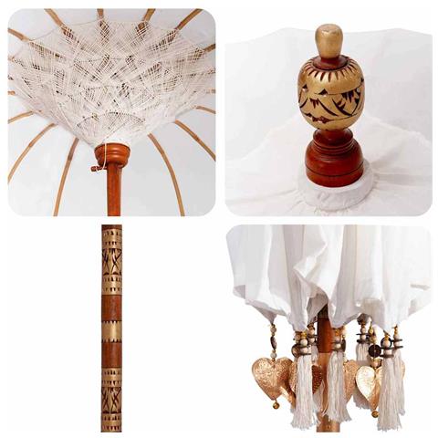 Parasol Balinese Crema 210-220 cm Cotone, legno massello - Foto 9