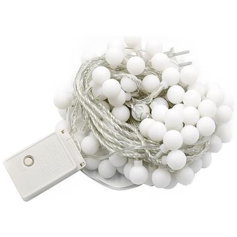 Catena Luminosa Solare A Led Con Sfere Da 1.8cm, 5m 20 Led, 8 Modalità, Bianco Puro - Foto 1