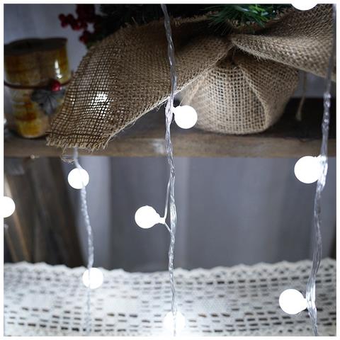 Catena Luminosa Solare A Led Con Sfere Da 1.8cm, 5m 20 Led, 8 Modalità, Bianco Puro - Foto 2