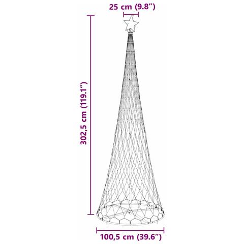 Albero di Natale LED Blu 100.5 x 100.5 x 302.5 cm Metallo - Foto 8