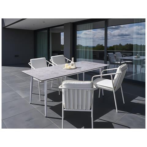 Tavolo Da Pranzo Da Giardino Tolentino 180 Cm 90 Cm Effetto Pietra Grigio Chiaro - Foto 1