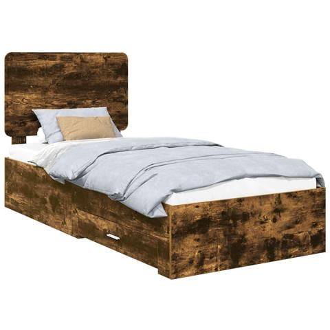 Struttura del letto Rovere fumé 90 x 200 cm Legno multistrato - Foto 1