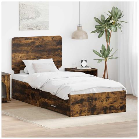 Struttura del letto Rovere fumé 90 x 200 cm Legno multistrato - Foto 2
