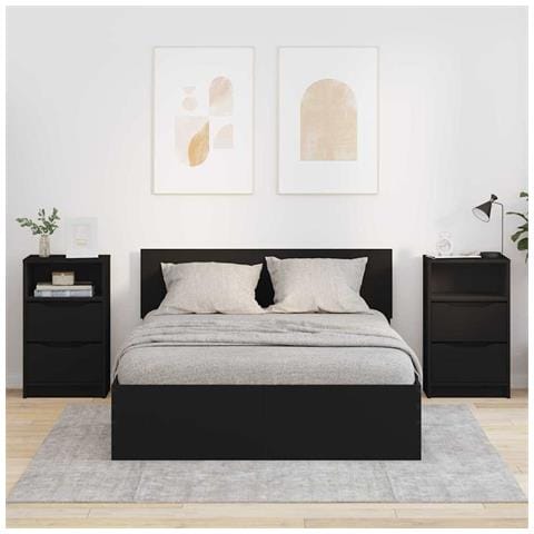 Comodini 2 pcs Nero 40 x 30 x 467 cm Legno multistrato - Foto 2