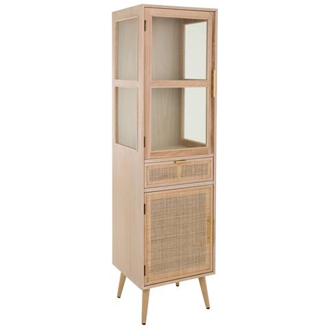 Vetrina In Mdf E Griglia, Marrone, 46,5x40,5x173,5 Cm - Foto 1