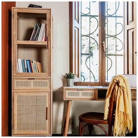 Vetrina In Mdf E Griglia, Marrone, 46,5x40,5x173,5 Cm - Foto 2