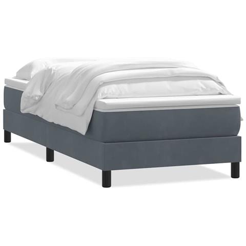 Giroletto a Molle con Materasso Grigio Scuro 80x220 cm Velluto - Foto 1