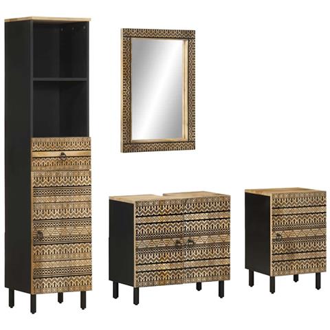 Set Mobili da Bagno 4 pz in Legno Massello di Mango - Foto 1