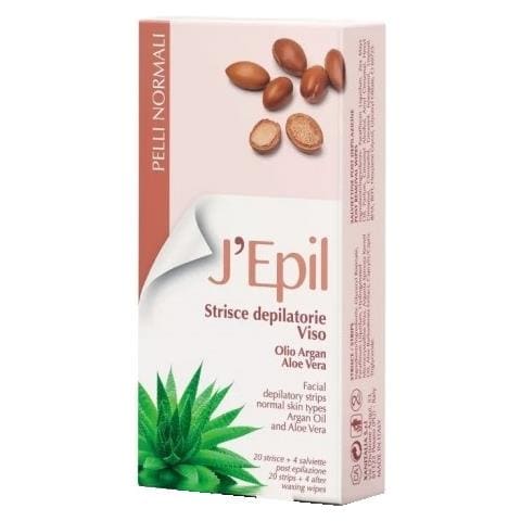Strisce Depilatorie Per Il Viso Con Argan E Aloe, 20 Pezzi, J'epil - Foto 1