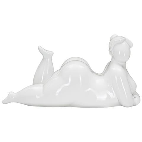 Scultura Donnina Yoga Relax In Resina Bianca - Foto 1