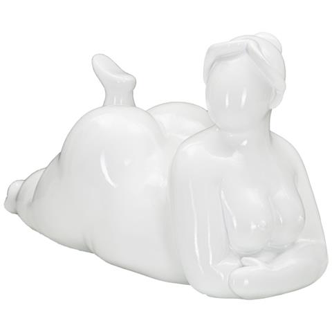 Scultura Donnina Yoga Relax In Resina Bianca - Foto 2