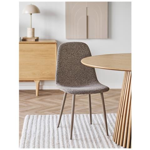 Set 2 Sedie Da Pranzo Stockholm In Poliestere Marrone Chiaro Con Gambe In Metallo 44x54x88 Cm - Foto 6