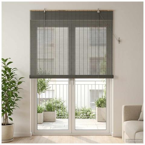Tenda a rullo Grigio 150 x 220 cm Bambù - Foto 2