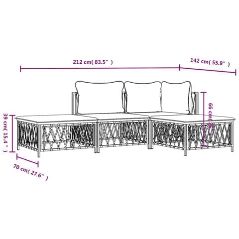 Set Salotto da Giardino 4 pz con Cuscini in Acciaio Antracite - Foto 9