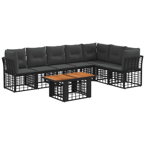 Set Divano da Giardino 8 pz Nero e Grigio scuro polyrattan - Foto 1