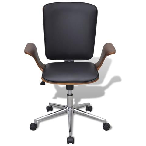 Sedia Da Ufficio Girevole In Legno Curvato E Pelle Artificiale - Foto 2