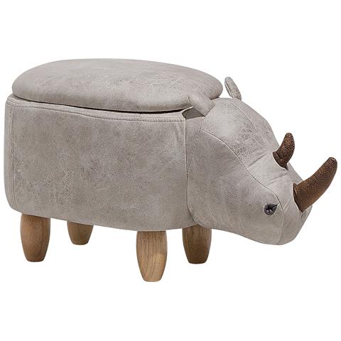 Pouf In Tessuto Similpelle Grigio Chiaro Rhino - Foto 20