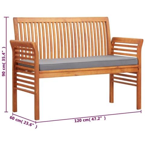 Panca Da Giardino A 2 Posti 120 Cm Legno Massello Di Acacia - Foto 7