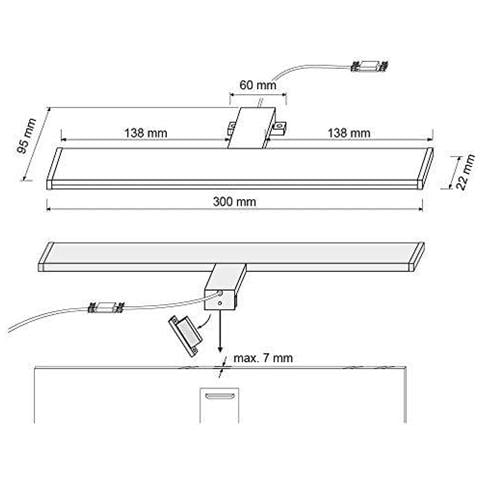 Specchio Luci 30cm Bagno Ip44 Gabinetto Clip Lampada A Led Bianco Neutro 4000k Alluminio 300x95x40mm 5w 400lm - Foto 2
