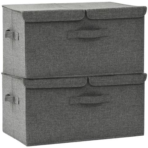Scatole Portaoggetti 2pz in Tessuto 50x30x25 cm Antracite - Foto 1