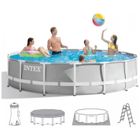 26724GN piscina fuori terra Piscina con bordi Piscina rotonda 14614 L Grigio - Foto 2