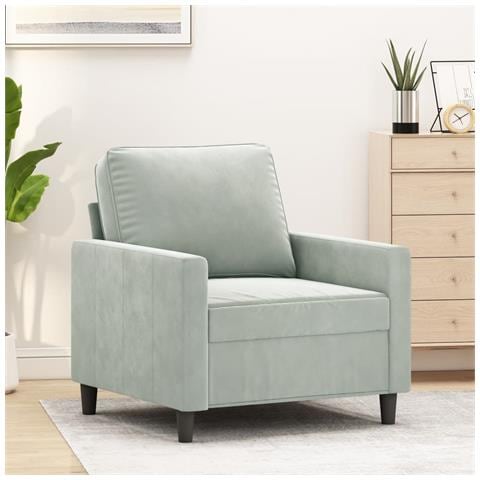 Poltrona Grigio Chiaro 60 Cm Velluto - Foto 1