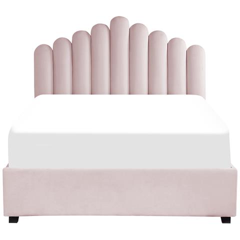 Letto Contenitore Velluto Rosa Pastello 140 X 200 Cm Vincennes - Foto 2