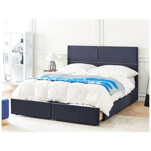 Letto Matrimoniale Con Contenitore Velluto Nero 180 X 200 Cm Vernoyes - Foto 1