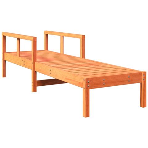 Lettino Prendisole Marrone Cera 199,5x62x55 cm Massello di Pino - Foto 2