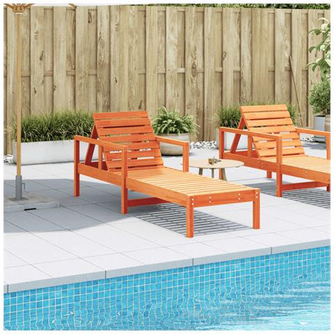 Lettino Prendisole Marrone Cera 199,5x62x55 cm Massello di Pino - Foto 3