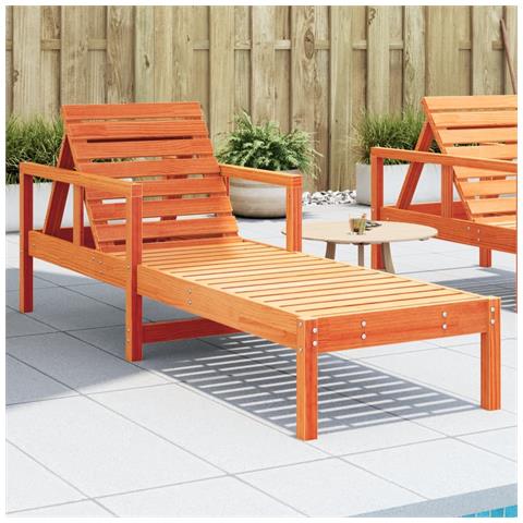 Lettino Prendisole Marrone Cera 199,5x62x55 cm Massello di Pino - Foto 1