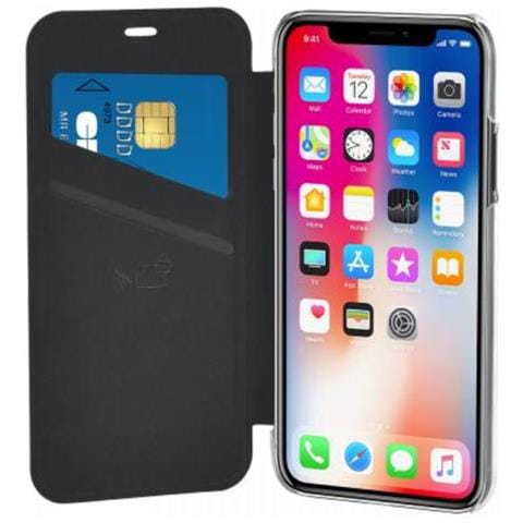 Custodia Per Iphone Xs Max Funzione Stand Con Portacarte Integrato, Nero Transparente - Foto 2