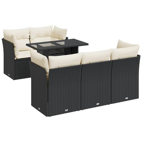 Set Divano Da Giardino 6 Pz Con Cuscini Nero In Polyrattan - Foto 2