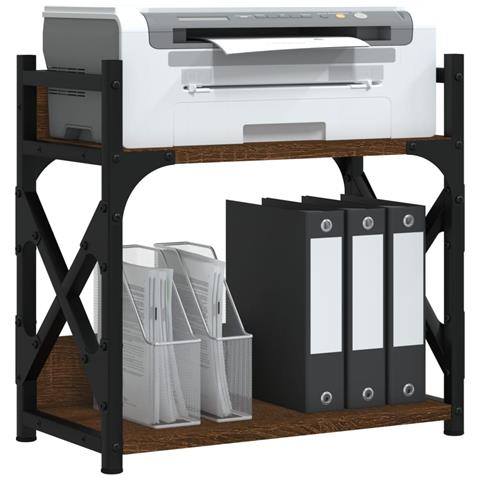 Supporto Stampante 2piani Rovere Marrone 40x20x40cm Multistrato - Foto 3