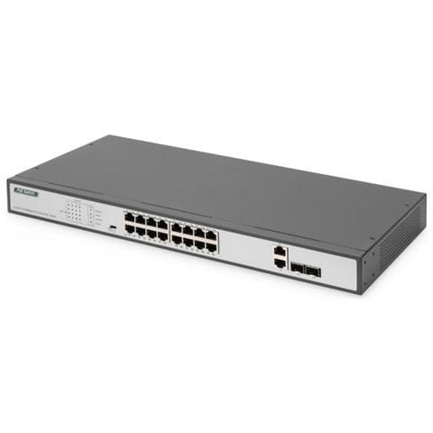 16 Port Fast Ethernet Poe Switch, 19 Inch, Unmanaged, 2 Uplinks - Foto 1