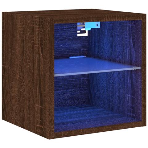 Mobile TV a Parete con Luci LED Rovere Marrone 30x28,5x30 cm - Foto 1