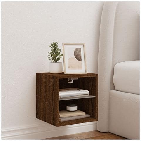 Mobile TV a Parete con Luci LED Rovere Marrone 30x28,5x30 cm - Foto 2