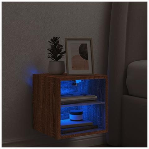 Mobile TV a Parete con Luci LED Rovere Marrone 30x28,5x30 cm - Foto 10